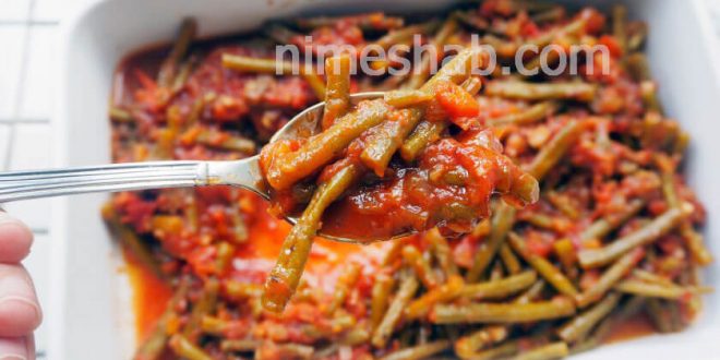 خوراک لوبیا سبز و مرغ