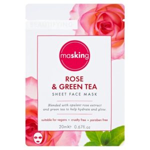 ماسک ورقه ای صورت گل رز و چای سبز