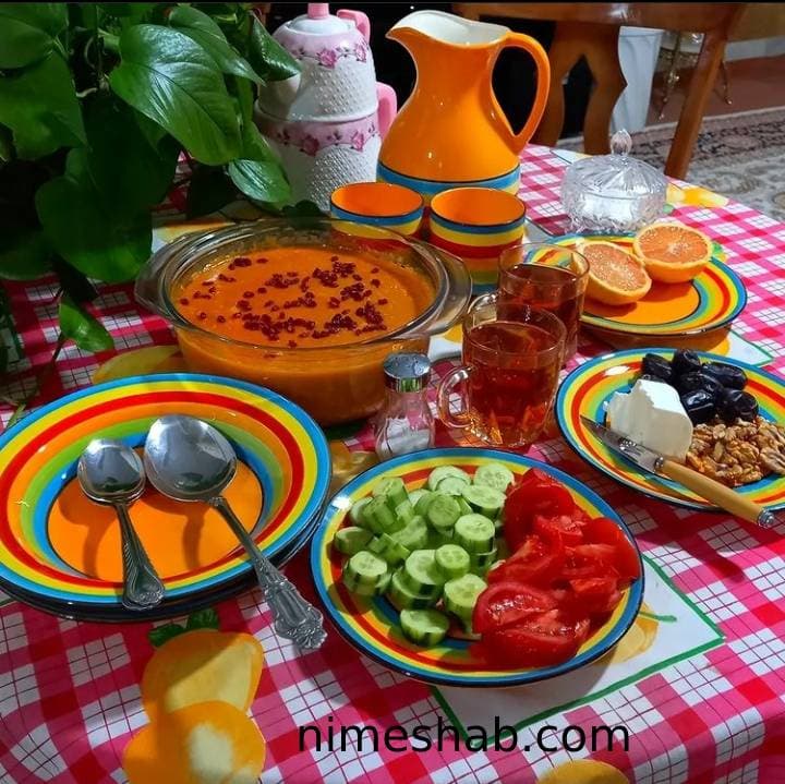 سرو افطار در ظروف رنگی رنگی