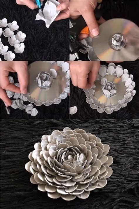 ساخت گل با شونه تخم مرغ و سی دی